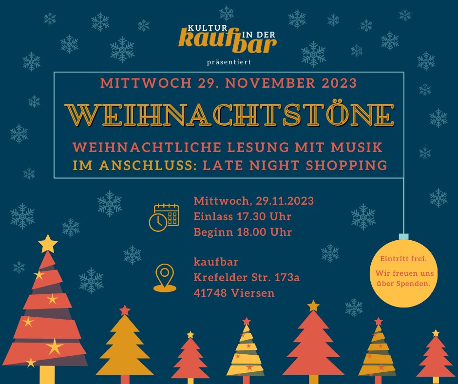 Weihnachtstöne am 29.11. in der kaufbar - Weihnachtliche Lesung mit Musik